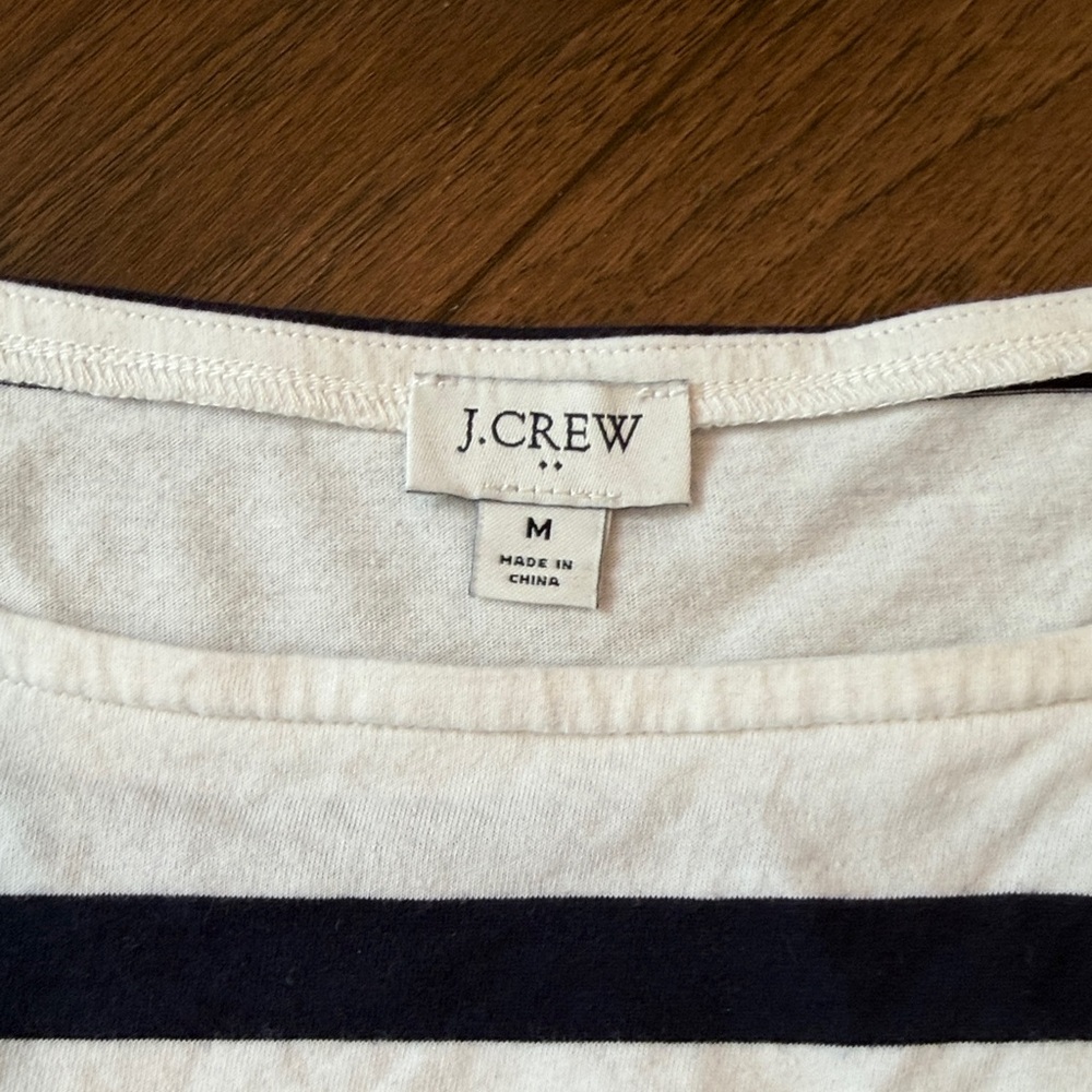 J. Crew Navy and White Striped Top Long Sleeve Medium C1-009 - Picture 2 of 5